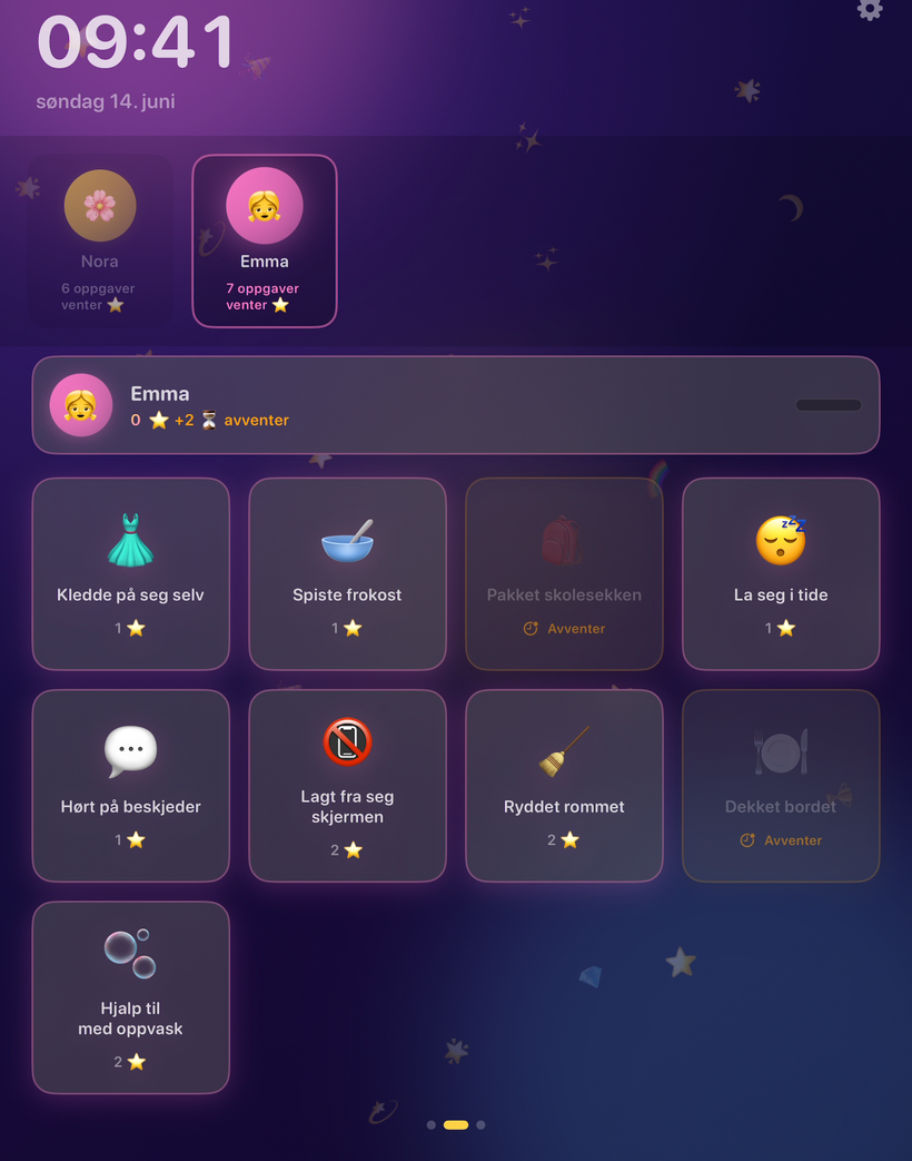 Kids dashboard on iPad