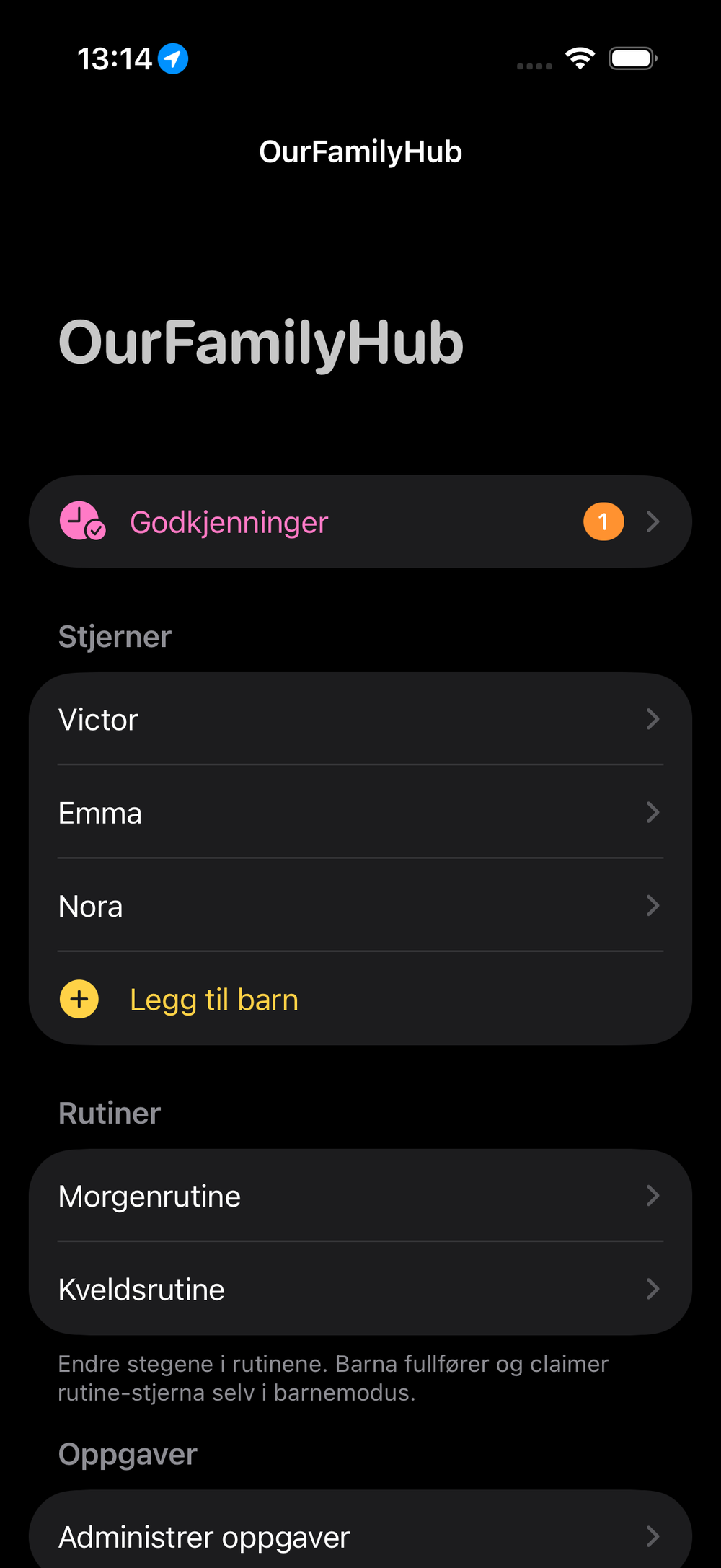Parent admin on iPhone